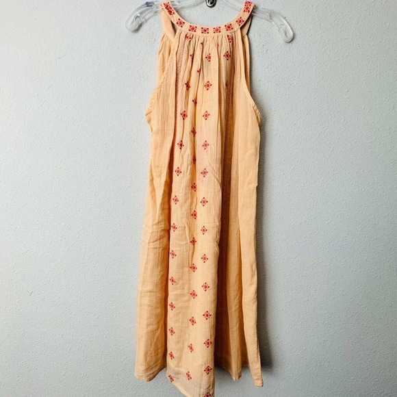 Anthropologie Mermaid Sheer Cover Up Peach Embroidered Tank Dress - Picture 4 of 4